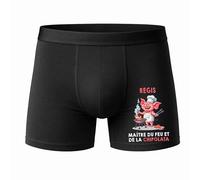 Planetee Caleçon Regis Maître du feu et de la Chipolata Taille M - Face - Humour Boxer Coton Motif Métier Idée Cadeau Anniversaire Noël Homme