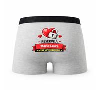 Planetee Caleçon Réservé à Marie-Laure - Humour Boxer Gris Idée Cadeau - Taille L