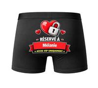 Planetee Caleçon Réservé à Mélanie Taille S - Dos - Humour Boxer Coton Motif Métier Idée Cadeau Anniversaire Noël Homme
