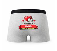 Planetee Caleçon Réservé à Michele - Humour Boxer Gris Idée Cadeau - Taille S