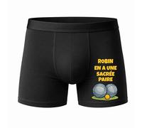 Planetee Caleçon Robin en à Une sacrée Paire Taille S - Face - Humour Boxer Coton Motif Métier Idée Cadeau Anniversaire Noël Homme