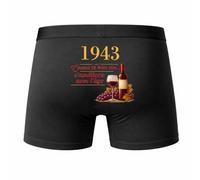 Planetee Caleçon S'Améliore avec l'Âge Depuis 1943 - Humour Boxer Coton Idée Cadeau Anniversaire - Taille XL