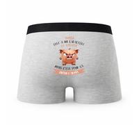 Planetee Caleçon Samia Caractère de Cochon - Humour Boxer Gris Idée Cadeau - Taille S