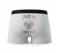 Planetee Caleçon Signe Belier - Humour Boxer Gris Idée Cadeau Passion - Taille XXL