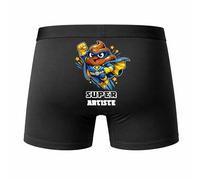 Planetee Caleçon Super Artiste Taille S - Dos - Humour Boxer Coton Motif Métier Idée Cadeau Anniversaire Noël Homme