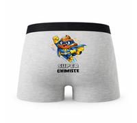 Planetee Caleçon Super Chimiste - Humour Boxer Gris Idée Cadeau - Taille S