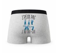 Planetee Caleçon Tai Chi - Humour Boxer Gris Idée Cadeau Passion - Taille XL
