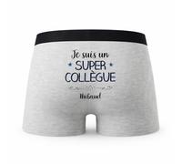 Planetee Caleçon Thibaud Un Super Collègue - Humour Boxer Gris Idée Cadeau - Taille S