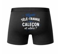Planetee Caleçon Ulysse Tele-Travail en Calecon Taille M - Dos - Humour Boxer Coton Motif Métier Idée Cadeau Anniversaire Noël Homme