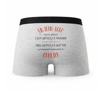 Planetee Caleçon Un Jean - Loup Aussi Génial - Humour Boxer Gris Idée Cadeau - Taille M