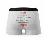 Planetee Caleçon Un Tao Aussi Génial - Humour Boxer Gris Idée Cadeau - Taille M