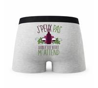Planetee Caleçon Vin Alcool Petit Verre - Humour Boxer Gris Idée Cadeau Passion - Taille M