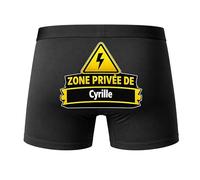 Planetee Caleçon Zone privée de Cyrille Taille L - Dos - Humour Boxer Coton Motif Métier Idée Cadeau Anniversaire Noël Homme