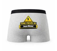 Planetee Caleçon Zone Privee De Jean-Michel - Humour Boxer Gris Idée Cadeau - Taille S