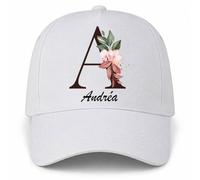 Planetee Casquette Blanche Andréa | 5 Panneaux Polyester Recyclé 210 g/m² Taille Unique Réglable | Boucle Métal Œillets Brodés | Cadeau Anniversaire Noël