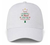 Planetee Casquette Blanche Anna | 5 Panneaux Polyester Recyclé 210 g/m² Taille Unique Réglable | Boucle Métal Œillets Brodés | Cadeau Prénom Anniversaire Noël