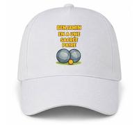Planetee Casquette Blanche Benjamin en a Une sacrée Paire | 5 Panneaux Polyester Recyclé 210 g/m² Taille Unique Réglable | Boucle Métal Œillets Brodés | Cadeau Pétanque Anniversaire Noël