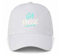 Planetee Casquette Blanche Ça Passe | 5 Panneaux Polyester Recyclé 210 g/m² Taille Unique Réglable | Boucle Métal Œillets Brodés | Cadeau Anniversaire Noël