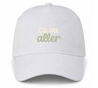 Planetee Casquette Blanche Ça va Aller | 5 Panneaux Polyester Recyclé 210 g/m² Taille Unique Réglable | Boucle Métal Œillets Brodés | Cadeau Anniversaire Noël