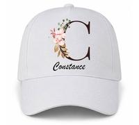 Planetee Casquette Blanche Constance | 5 Panneaux Polyester Recyclé 210 g/m² Taille Unique Réglable | Boucle Métal Œillets Brodés | Cadeau Anniversaire Noël