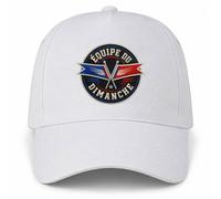Planetee Casquette Blanche Équipe du Dimanche | 5 Panneaux Polyester Recyclé 210 g/m² Taille Unique Réglable | Boucle Métal Œillets Brodés | Cadeau Anniversaire Noël