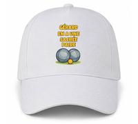 Planetee Casquette Blanche Gérard en a Une sacrée Paire | 5 Panneaux Polyester Recyclé 210 g/m² Taille Unique Réglable | Boucle Métal Œillets Brodés | Cadeau Pétanque Anniversaire Noël
