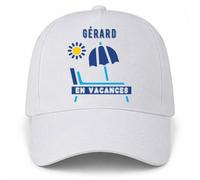 Planetee Casquette Blanche Gérard en Vacances | 5 Panneaux Polyester Recyclé 210 g/m² Taille Unique Réglable | Boucle Métal Œillets Brodés | Cadeau Anniversaire Noël