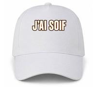 Planetee Casquette Blanche J'Ai Soif | 5 Panneaux Polyester Recyclé 210 g/m² Taille Unique Réglable | Boucle Métal Œillets Brodés | Cadeau Apéro Anniversaire Noël