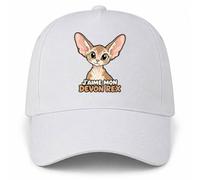 Planetee Casquette Blanche J'aime Mon Devon Rex | 5 Panneaux Polyester Recyclé 210 g/m² Taille Unique Réglable | Boucle Métal Œillets Brodés | Cadeau Chat Anniversaire Noël