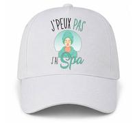 Planetee Casquette Blanche J'peux Pas J'Ai Spa | Femme Masque Concombre | 5 Panneaux Polyester Recyclé 210 g/m² Taille Unique Réglable | Boucle Métal Œillets Brodés | Cadeau Anniversaire Noël