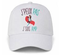 Planetee Casquette Blanche J'peux Pas j'suis AMP | Super-Héroïne Cape Rouge | 5 Panneaux Polyester Recyclé 210 g/m² Taille Unique Réglable | Boucle Métal Œillets Brodés