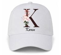 Planetee Casquette Blanche Karen | 5 Panneaux Polyester Recyclé 210 g/m² Taille Unique Réglable | Boucle Métal Œillets Brodés | Cadeau Anniversaire Noël