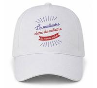 Planetee Casquette Blanche La Meilleure Clerc de notaire du Monde Entier | 5 Panneaux Polyester Recyclé 210 g/m² Taille Unique Réglable | Boucle Métal Œillets Brodés | Cadeau Anniversaire Noël