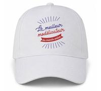 Planetee Casquette Blanche Le Meilleur modélisateur du Monde Entier | 5 Panneaux Polyester Recyclé 210 g/m² Taille Unique Réglable | Boucle Métal Œillets Brodés | Cadeau Ingénieur Anniversaire Noël