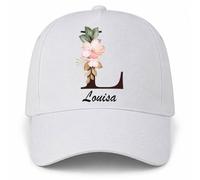 Planetee Casquette Blanche Louisa | 5 Panneaux Polyester Recyclé 210 g/m² Taille Unique Réglable | Boucle Métal Œillets Brodés | Cadeau Anniversaire Noël