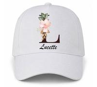 Planetee Casquette Blanche Lucette | 5 Panneaux Polyester Recyclé 210 g/m² Taille Unique Réglable | Boucle Métal Œillets Brodés | Cadeau Anniversaire Noël