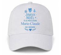 Planetee Casquette Blanche Marie-Claude | 5 Panneaux Polyester Recyclé 210 g/m² Taille Unique Réglable | Boucle Métal Œillets Brodés | Cadeau Prénom Anniversaire Noël