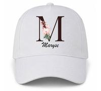 Planetee Casquette Blanche Maryse | 5 Panneaux Polyester Recyclé 210 g/m² Taille Unique Réglable | Boucle Métal Œillets Brodés | Cadeau Anniversaire Noël
