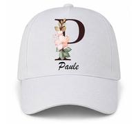Planetee Casquette Blanche Paule | 5 Panneaux Polyester Recyclé 210 g/m² Taille Unique Réglable | Boucle Métal Œillets Brodés | Cadeau Anniversaire Noël