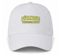Planetee Casquette Blanche Pétanque Professionnelle | 5 Panneaux Polyester Recyclé 210 g/m² Taille Unique Réglable | Boucle Métal Œillets Brodés | Cadeau Bouliste Anniversaire Noël