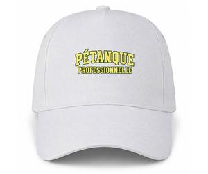 Planetee Casquette Blanche Pétanque Professionnelle | 5 Panneaux Polyester Recyclé 210 g/m² Taille Unique Réglable | Boucle Métal Œillets Brodés | Cadeau Bouliste Anniversaire Noël