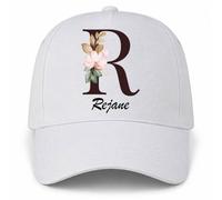 Planetee Casquette Blanche Rejane | 5 Panneaux Polyester Recyclé 210 g/m² Taille Unique Réglable | Boucle Métal Œillets Brodés | Cadeau Anniversaire Noël