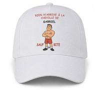 Planetee Casquette Blanche Rien n'arrive à la Cheville de Gabriel sauf sa Bite | 5 Panneaux Polyester Recyclé 210 g/m² Taille Unique Réglable | Boucle Métal Œillets Brodés | Cadeau Anniversaire Noël