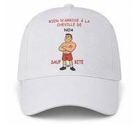 Planetee Casquette Blanche Rien n'arrive à la Cheville de Noa sauf sa Bite | 5 Panneaux Polyester Recyclé 210 g/m² Taille Unique Réglable | Boucle Métal Œillets Brodés | Cadeau Anniversaire Noël