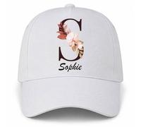 Planetee Casquette Blanche Sophie | 5 Panneaux Polyester Recyclé 210 g/m² Taille Unique Réglable | Boucle Métal Œillets Brodés | Cadeau Anniversaire Noël