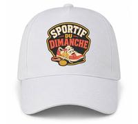 Planetee Casquette Blanche Sportif du Dimanche | 5 Panneaux Polyester Recyclé 210 g/m² Taille Unique Réglable | Boucle Métal Œillets Brodés | Cadeau Anniversaire Noël