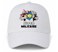 Planetee Casquette Blanche Super Militaire | 5 Panneaux Polyester Recyclé 210 g/m² Taille Unique Réglable | Boucle Métal Œillets Brodés | Cadeau Armée Anniversaire Noël