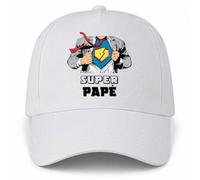 Planetee Casquette Blanche Super papé | 5 Panneaux Polyester Recyclé 210 g/m² Taille Unique Réglable | Boucle Métal Œillets Brodés | Cadeau Grand-père Anniversaire Noël