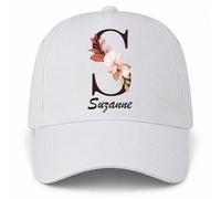 Planetee Casquette Blanche Suzanne | 5 Panneaux Polyester Recyclé 210 g/m² Taille Unique Réglable | Boucle Métal Œillets Brodés | Cadeau Anniversaire Noël