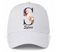 Planetee Casquette Blanche Sylvia | 5 Panneaux Polyester Recyclé 210 g/m² Taille Unique Réglable | Boucle Métal Œillets Brodés | Cadeau Anniversaire Noël